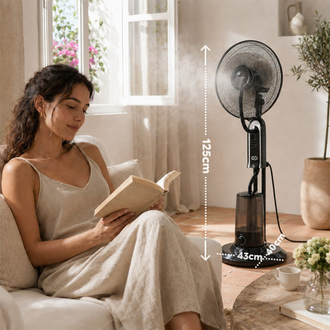 Ventilatore A Piantana Con Nebulizzatore 75W - 3 Velocità e Telecomando