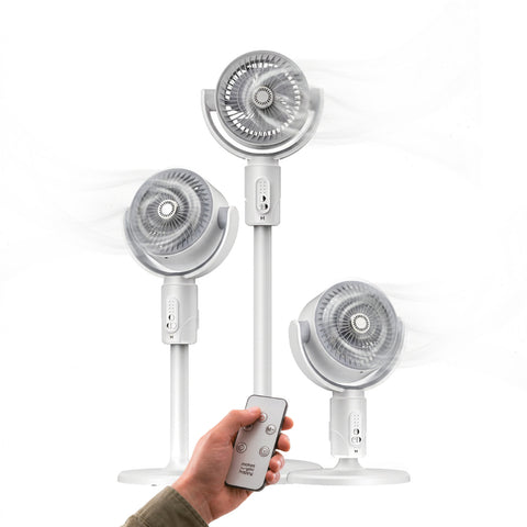 Ventilatore a Piantana Ricaricabile – 3 Altezze, Telecomando e Aromaterapia