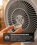 Ventilatore a Piantana Ricaricabile – 3 Altezze, Telecomando e Aromaterapia