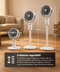 Ventilatore a Piantana Ricaricabile – 3 Altezze, Telecomando e Aromaterapia