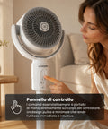 Ventilatore a Piantana Ricaricabile – 3 Altezze, Telecomando e Aromaterapia