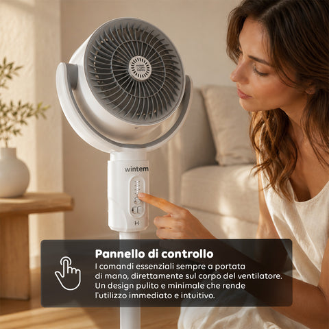 Ventilatore a Piantana Ricaricabile – 3 Altezze, Telecomando e Aromaterapia