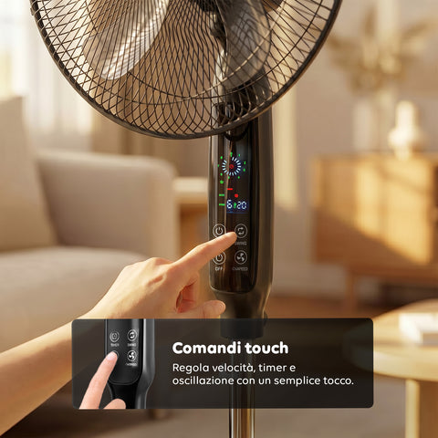Ventilatore 40W a Piantana 40 cm con Telecomando e Altezza Regolabile fino a 135 cm – 6 Velocità