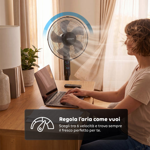 Ventilatore 40W a Piantana 40 cm con Telecomando e Altezza Regolabile fino a 135 cm – 6 Velocità