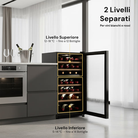 Cave à vin réfrigérée silencieuse avec écran LED tactile et clayettes chromées