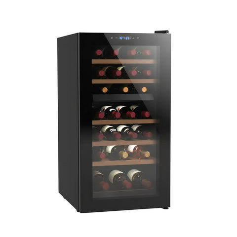 Cave à vin réfrigérée silencieuse avec écran LED tactile et clayettes chromées