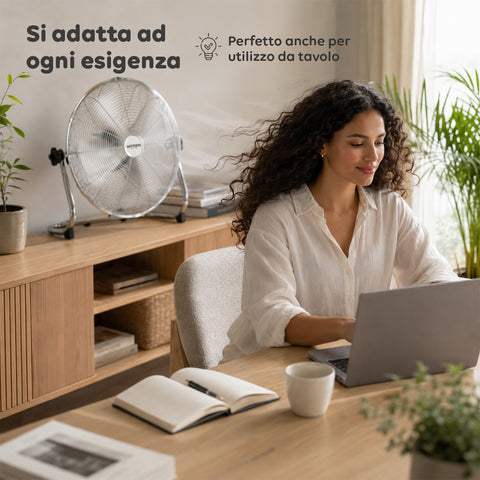 Ventilatore da Terra ø 40cm – Inclinabile, Potenza 65W e Pale in Metallo