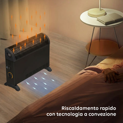 Termoconvettore Elettrico da Pavimento 2000w 51 x 10,5 x 38,5 cm Nero