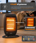 Tuck Stufa Alogena 1200W – 3 Elementi e Oscillazione Automatica