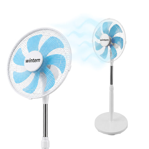 Ventilateur sur pied 40W avec 7 pales en PP, 3 vitesses, hauteur réglable 80-100cm – Oscillation horizontale 60° et inclinaison 45°