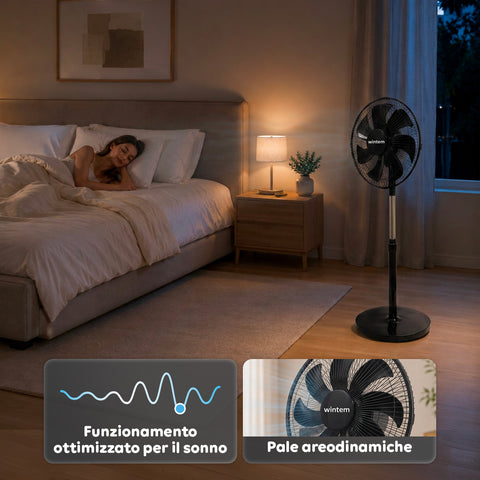 Ventilatore a Piantana 40W con 7 Pale, 3 Velocità, Altezza Regolabile 80-100cm