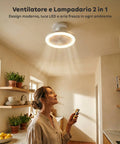 Ventilatore da Soffitto con Luce LED 10W Dimmerabile – 3 Velocità, Timer 4h e Telecomando – Diametro 25cm, Attacco E27, Potenza 55W – Luce Calda, Naturale e Fredda – Silenzioso