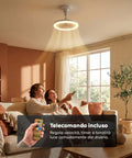 Ventilatore da Soffitto con Luce LED 10W Dimmerabile – 3 Velocità, Timer 4h e Telecomando – Diametro 25cm, Attacco E27, Potenza 55W – Luce Calda, Naturale e Fredda – Silenzioso