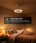 Ventilatore da Soffitto con Luce LED 10W Dimmerabile – 3 Velocità, Timer 4h e Telecomando – Diametro 25cm, Attacco E27, Potenza 55W – Luce Calda, Naturale e Fredda – Silenzioso