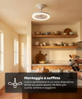 Ventilatore da Soffitto con Luce LED 10W Dimmerabile – 3 Velocità, Timer 4h e Telecomando – Diametro 25cm, Attacco E27, Potenza 55W – Luce Calda, Naturale e Fredda – Silenzioso