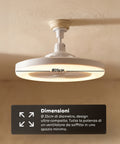 Ventilatore da Soffitto con Luce LED 10W Dimmerabile – 3 Velocità, Timer 4h e Telecomando – Diametro 25cm, Attacco E27, Potenza 55W – Luce Calda, Naturale e Fredda – Silenzioso