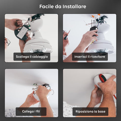 Device Trasmettitore e Ricevitore per Ventilatore da Soffitto con Telecomando – Controllo Luce, Timer e 3 Velocità – Universale ad Alta Efficienza – Risparmio Energetico e Avviamento Immediato