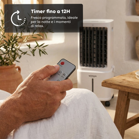 Raffrescatore Evaporativo 8,5L con Telecomando – Display LED Touch, 3 Velocità, Timer 7h e 80W
