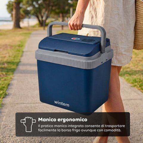 Borsa Frigo Elettrica 24L Caldo/Freddo – Rinfresca fino a -18°C sotto Ambiente e Riscalda fino a 65°C (40/50W)