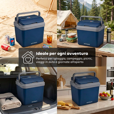 Borsa Frigo Elettrica 24L Caldo/Freddo – Rinfresca fino a -18°C sotto Ambiente e Riscalda fino a 65°C (40/50W)