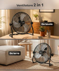 Ventilatore da Terra ø 40cm – Inclinabile, Potenza 65W e Pale in Metallo