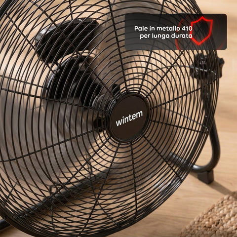 Ventilatore da Terra ø 40cm – Inclinabile, Potenza 65W e Pale in Metallo