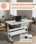 Scrivania Mobile Regolabile – Struttura in Ferro e Piano MDF 80×40 cm