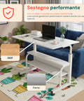 Scrivania Mobile Regolabile – Struttura in Ferro e Piano MDF 80×40 cm