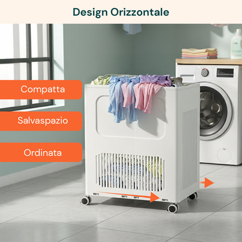Cesto Portabiancheria con Coperchio e Ruote – Capienza 123L, Plastica