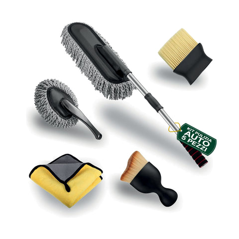 Kit de Nettoyage Complet 5 Pièces – Brosse, Pinceaux et Chiffon en Microfibre