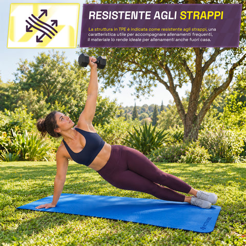 Tapis de yoga antidérapant en TPE de 6 mm, double face avec bandoulière
