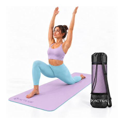 Tapis de yoga antidérapant en TPE de 6 mm, double face avec bandoulière