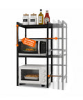 Scaffale da Cucina Espandibile a 3 Ripiani in Metallo e Legno con 6 Ganci Inclusi
