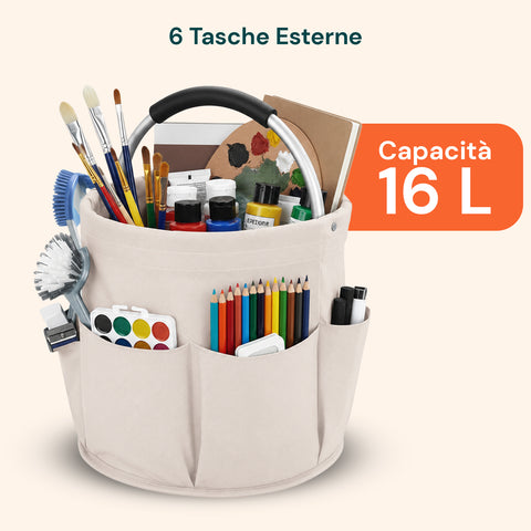 Secchiello Pieghevole Multiuso 16L con Tasche – Salvaspazio e Resistente