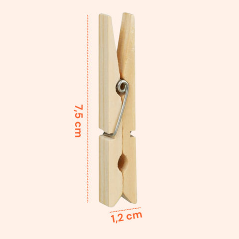 Set 100 Mollette in Legno Multiuso con Molla in Acciaio