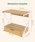 Supporto Microonde da Cucina in MDF con Cassetto e Ripiano Superiore