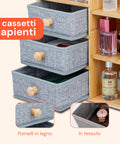 Scaffale Organizer in Bambù con 3 Cassetti e Ripiani Modulabili