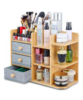 Scaffale Organizer in Bambù con 3 Cassetti e Ripiani Modulabili