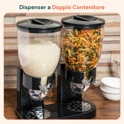 Dosatore per Corn Flakes Doppio 2x1,75L con Manopola – Ideale per la Colazione