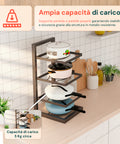 Organizer Cucina Salvaspazio con 4 Livelli Regolabili in Metallo Nero