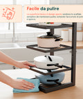 Organizer Cucina Salvaspazio con 4 Livelli Regolabili in Metallo Nero