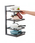 Organizer Cucina Salvaspazio con 4 Livelli Regolabili in Metallo Nero