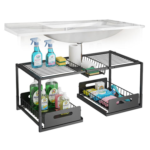 Organizer Sottolavello Cucina Espandibile con 2 Cassetti Estraibili
