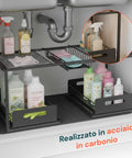 Organizer Sottolavello Cucina Espandibile con 2 Cassetti Estraibili