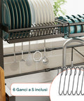 Organizer Cucina 2 Livelli Espandibile con Scolapiatti e Accessori Inclusi