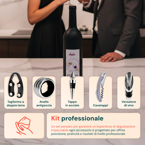 Set Sommelier a Forma di Bottiglia con Cavatappi e Accessori