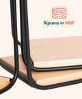 Set 4 Mensole da Parete Design Minimal con Ripiano in MDF e Struttura in Acciaio