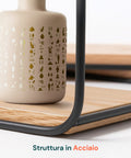 Set 4 Mensole da Parete Design Minimal con Ripiano in MDF e Struttura in Acciaio