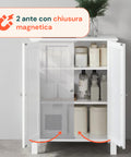Armadietto Multiuso in MDF con Ripiani Regolabili e 2 Ante per Bagno o Cucina