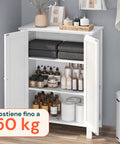 Armadietto Multiuso in MDF con Ripiani Regolabili e 2 Ante per Bagno o Cucina